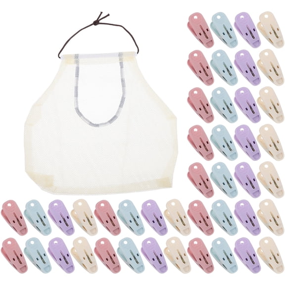 FOMIYES 48Pcs Clothes Pins with Bag for Home Use Nonslip Plastic Clips for Towels Clothes and Crafts