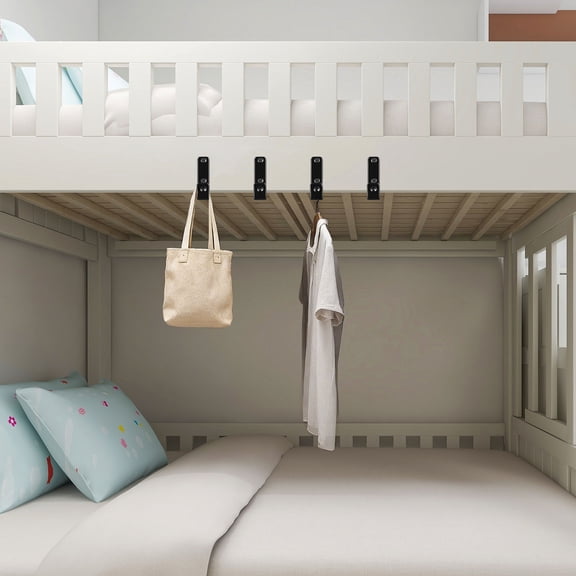 FOMIYES 4PCS Bunk Bed Ladder Brackets Metal Utility Hooks Bed Ladder Hooks Hardware for Library Loft Bed Stair Camper RV Garage Storage and Tools