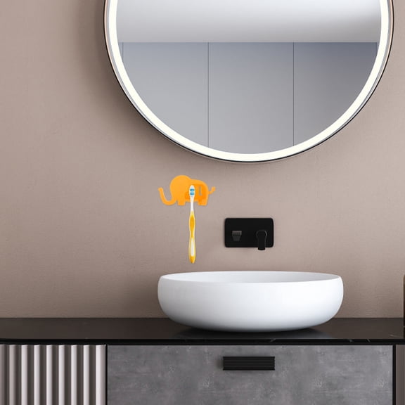 FOMIYES 4Pcs Adhesive Wall Mounted Toothbrush Holders Cute Elephant Design Easy Installation