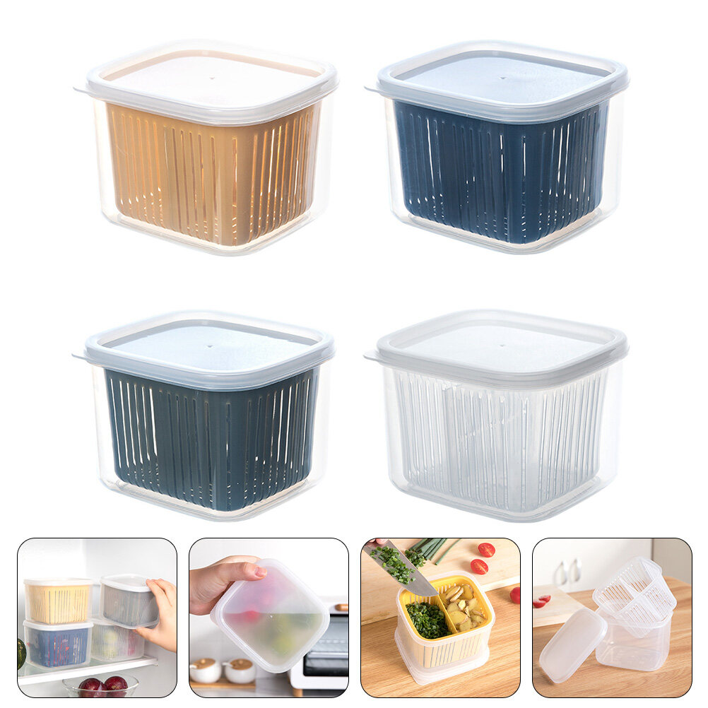 FOMIYES 4-Piece Assorted Color Plastic Berry Containers with Drainage ...