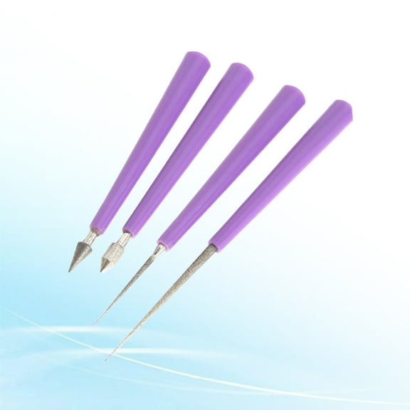 FOMIYES 4Pcs Bead Reamer Tool Violet with Needle Buffer for Craft Bead Hole Expansion