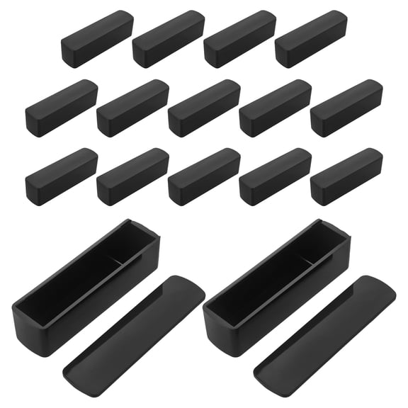 FOMIYES 4Pcs Black Plastic Name Seal Storage Boxes with Compartments for Stamps and Ids