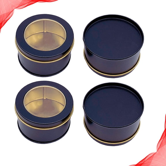 FOMIYES Tins Food Storage Container Metal Tins Black 4Pcs for Jewelry