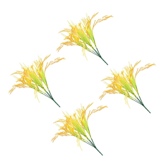FOMIYES 4Pcs Creative Simulation Wheat Ear Yellow Plastic Natural Look Home Decoration