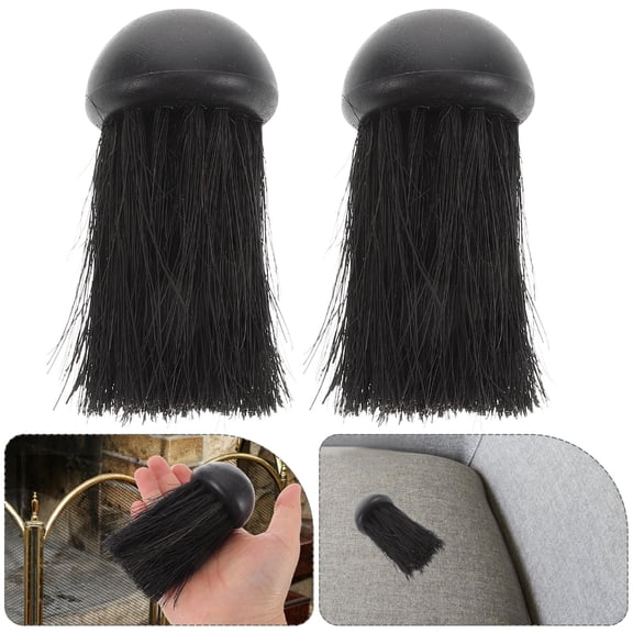 FOMIYES Fireplace Hand Brush Black Plastic and Nylon Portable Design for Home Use 4Pcs