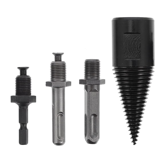 FOMIYES 4Pcs Wood Splitting Drill Bit Set Black Anti Skid Design Sturdy for Home Farm Camping Use