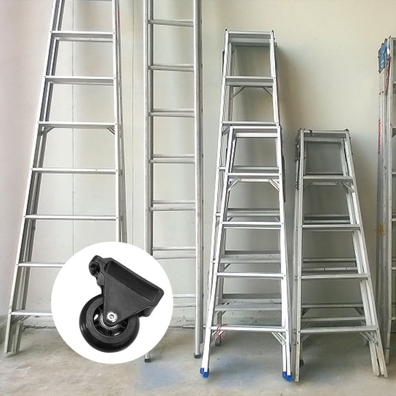 FOMIYES 4Pcs Black Aluminum Alloy Telescoping Ladder Wheels for Smooth Ladder Movement