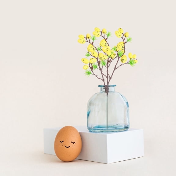 FOMIYES 32cm Yellow Foam Speckled Easter Tree Branch Decoration 4 Pieces
