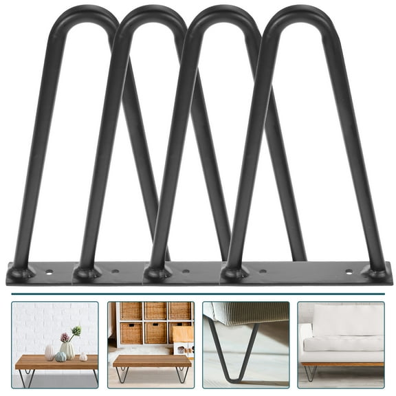 FOMIYES 4Pcs Metal Furniture Leg U-Shaped Table Leg Black 7.86X4.72X0.98in
