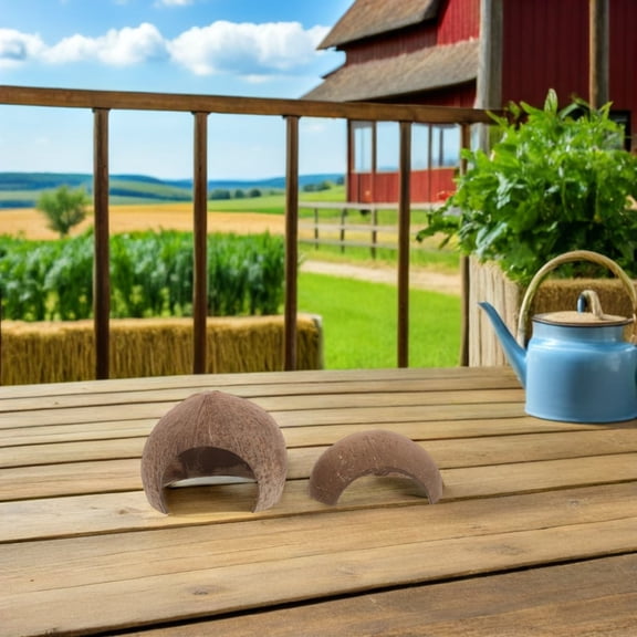 FOMIYES 4-Pack Natural Coconut Hideouts for Reptile Tanks, Privacy and Encourages Exploration