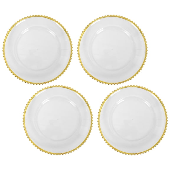 FOMIYES 4Pcs Plated Gold Edged Clear Plastic Serving Trays for Stylish Tableware and Party Entertaining