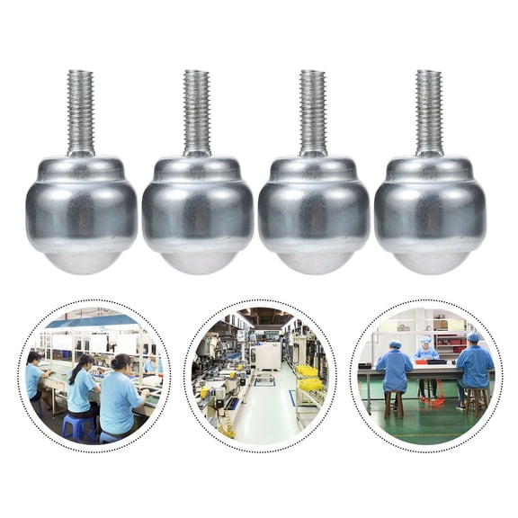 FOMIYES 4Pcs Plated Silver Ball Caster Wheels Industrial Use Wear Resistant Shockproof Design