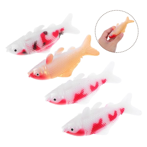 FOMIYES 4Pcs Realistic Koi Fish Figurines Aquarium Fish Tank Decorations Durable Plastic