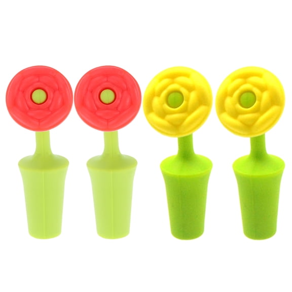 FOMIYES 4Pcs Silicone -Keeping Bottle Cap for Beverage Container Rose Shape Yellow