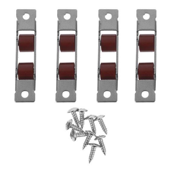 FOMIYES 4Pcs Sliding Door Double Roller Hardware Stainless Steel Flat Wheel for Smooth Silent Operation