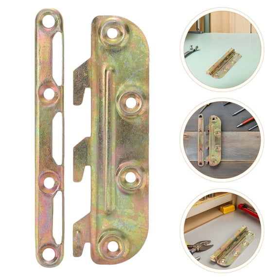FOMIYES 4Pcs Smooth Finish Bed Frame Mounting Plates Metal Bed Rail Brackets for Headboard Support
