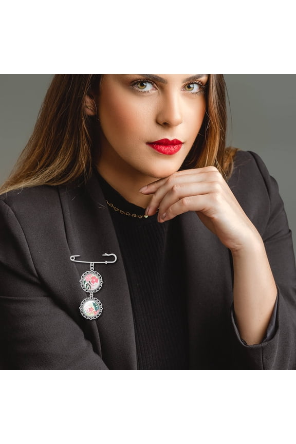 4Pcs Zinc Alloy Brooch Pin with Heat Transfer Printing Unique Decorative Safety Pin for Jackets