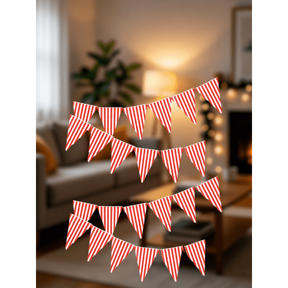 FOMIYES 4pcs Carnival Theme Party Banner Circus Decor Pennant Banner Flags for Birthday Party Festival Celebration Striped Flags Decorations