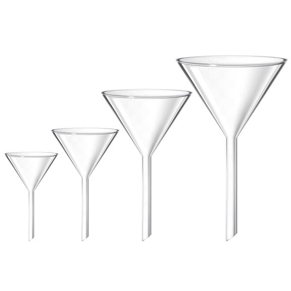 FOMIYES 4pcs Multifunctional Funnel Glass Funnels Transparent for Science Experiment
