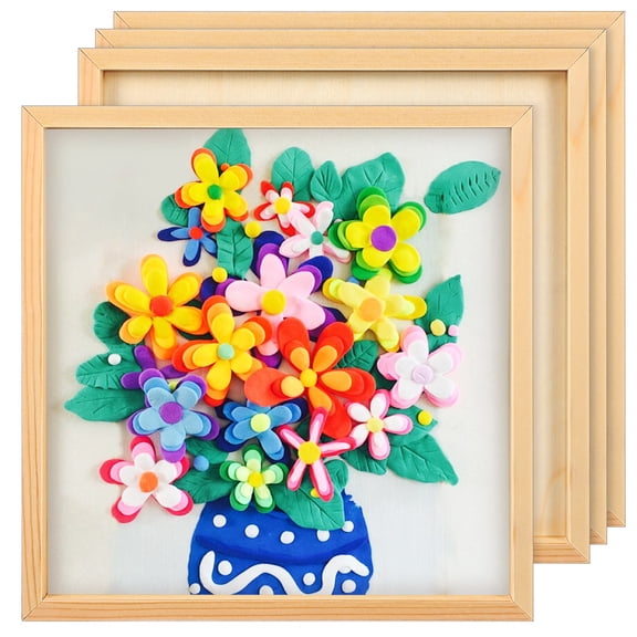 FOMIYES Handmade Wood Beige Picture Frames Deep Groove 30x30 cm 4 Pieces
