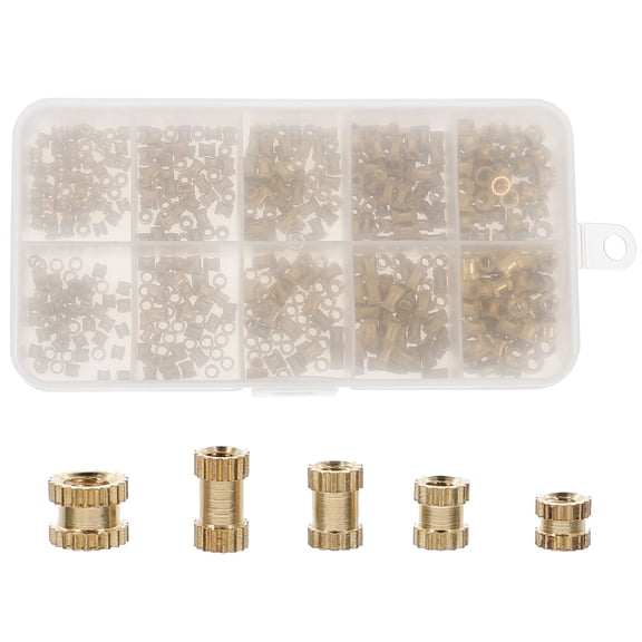 FOMIYES 500Pcs Furniture Threaded Inserts Screw Connector Golden Zinc Alloy Stable Rust Resistant