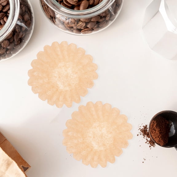 FOMIYES 50Pcs Unbleached Cake Shape Coffee Filter Paper Khaki Color for Home Use