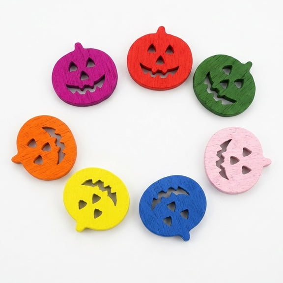 FOMIYES 50-Piece Wooden Pumpkin Buttons for Sewing, Knitting, Crafts, Projects, Decorative Sewing Supplies