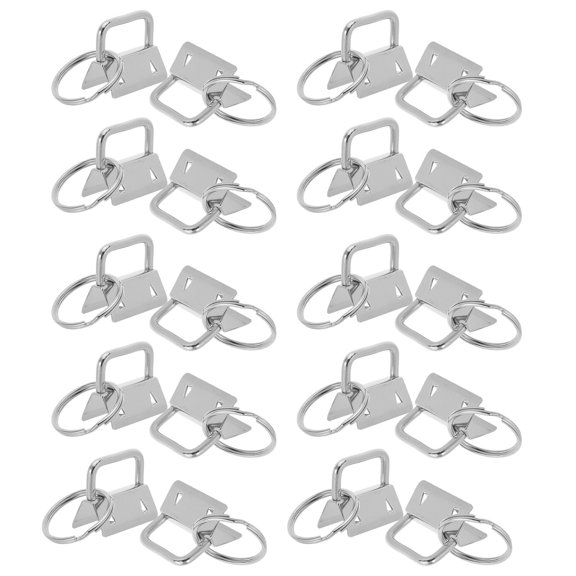 FOMIYES 50Pcs Metal Strap Clamp Key Fob Hardware in Silver for Easy Installation on Bag and Lanyard Straps