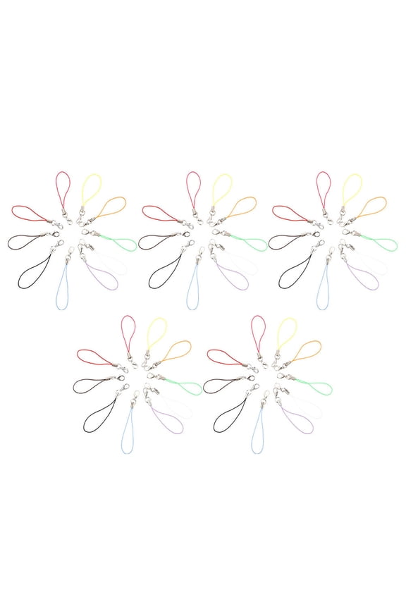 50 Pieces Assorted Color Phone Charm Strings, Polyester and Alloy Mobile Phone Accessories for Decoration
