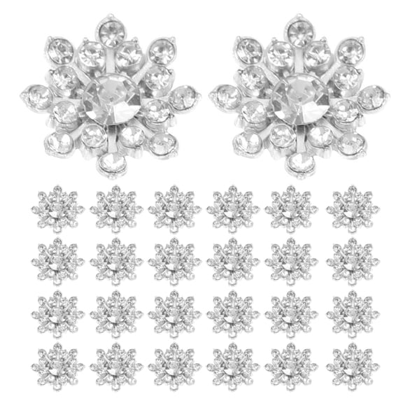 FOMIYES 50Pcs Plated Silver Rhinestone Buttons Sew on Decorative Snowflake Embellishments for Jackets and Bags