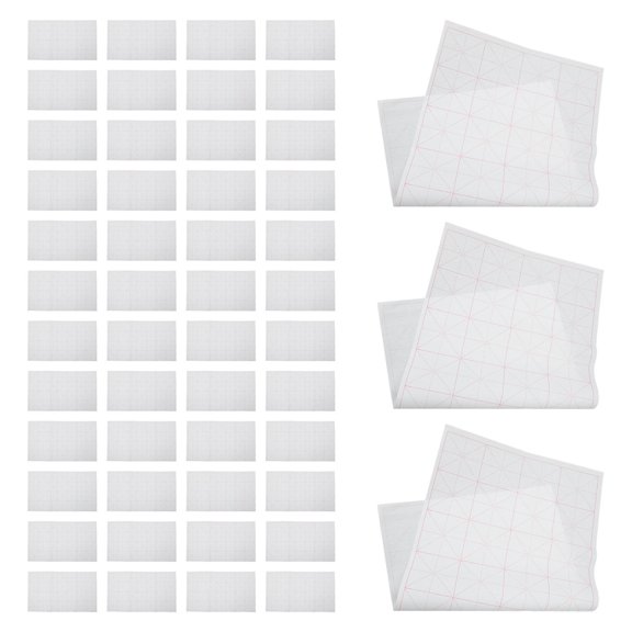 FOMIYES 50Pcs Semi Raw Xuan Rice Paper Sheets with Grid for Chinese Calligraphy and Ink Brush Art