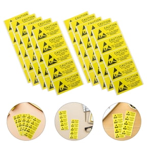FOMIYES Esd Caution Labels Yellow PVC Anti-Static Stickers for Electronic Devices 50Pcs