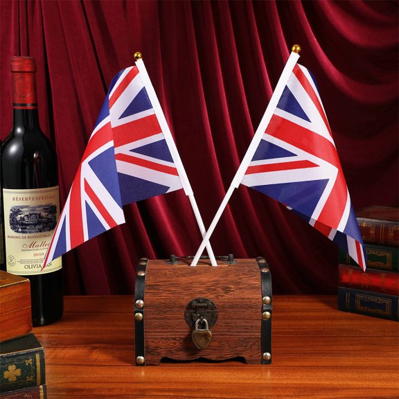 FOMIYES 50Pcs UK Flag Britain National Flag Handheld UK Flag For Sports Events Yard Decoration