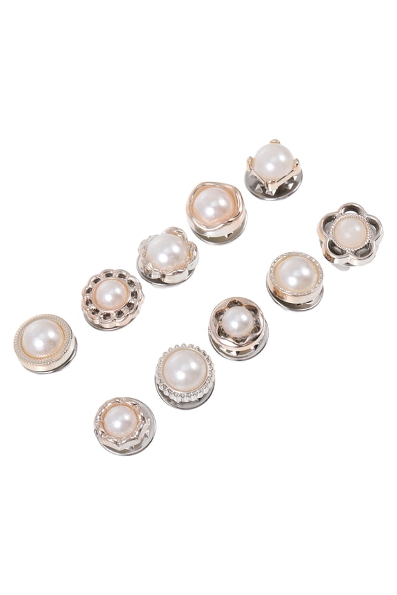 50Pcs White Hidden Buttons Collar Snaps Decorative Brooches for Wedding and Party