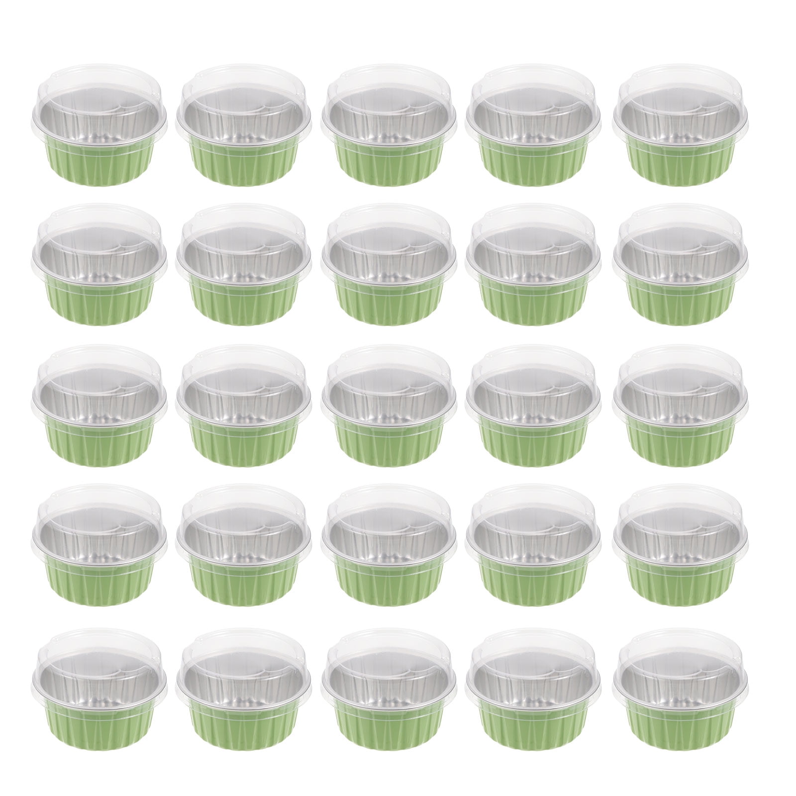 FOMIYES 50pcs Exquisite Dessert Cups Premium Pudding Cups with Lids (Light Green)