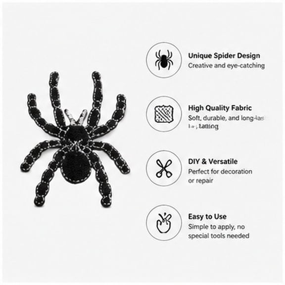 FOMIYES 5Pcs Black Spider Patch for Sewing DIY Clothes Decor and Accessories