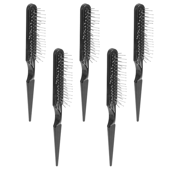 FOMIYES 5Pcs Black Wig Brush Set Rat Tail Comb Curling Hair Styling Detangling Braid Comb