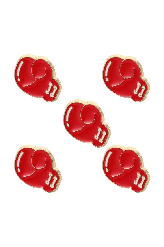 5Pcs Boxing Glove Brooch Zinc Alloy Red Lapel Pin Sports Accessory for Party Decoration