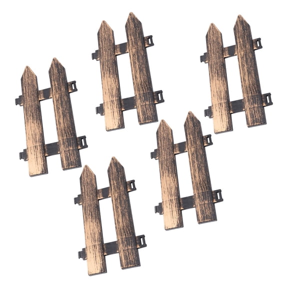 FOMIYES 5Pcs Decorative Garden Fence in Dark Brown Plastic for Home and Balcony Decoration 9.8X5.5in