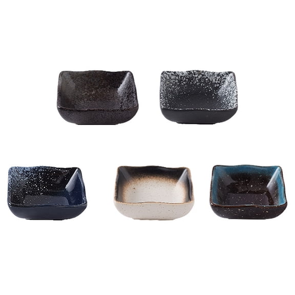 FOMIYES 5Pcs Japanese Style Ceramic Sushi Plates with Assorted Colors Wave Design for Restaurant and Catering Use
