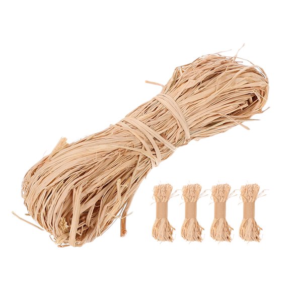 FOMIYES 5Pcs Natural Raffia Twine Ribbon Khaki for DIY Crafting Floral Bouquets and Decor