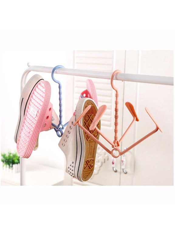 5Pcs Assorted Color Plastic Shoes Drying Rack Hanger Folding Shelf Organizer for Boots