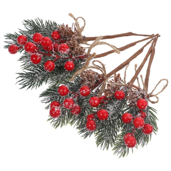 FOMIYES 5Pcs Red Fake Berry Branch Christmas Party Decor Plastic Artificial Plant Adornment for Tables Window