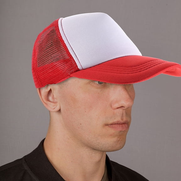 FOMIYES 5Pcs Red Sublimation Blank Baseball Caps Mesh Hats for Outdoor and Daily Wear