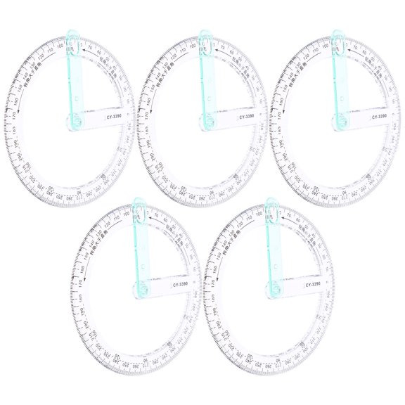FOMIYES 5Pcs Transparent Circle Protractor Tool with Clear Scales for Accurate Angle Measuring