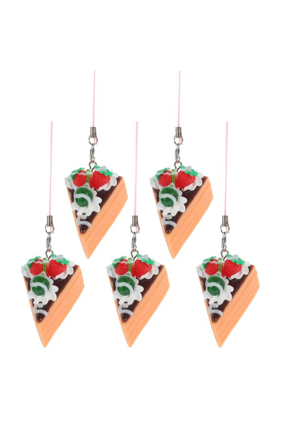5Pcs Key Chain Cake Multi Color PVC Material Decorative Hanging Accessory for Keys