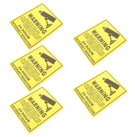 FOMIYES 5pcs Security Monitored Warning Stickers Pvc Adhesive Decal for Wall