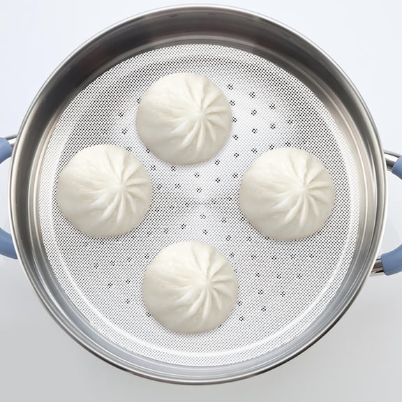 FOMIYES 5Pcs White Silicone Steamer Pad Reusable Non Stick Mesh Mat for Dim Sum and Rice Cake