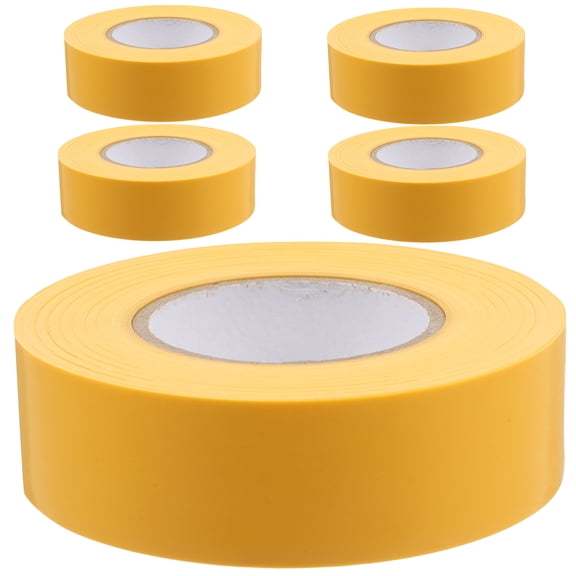 FOMIYES 5Pcs Yellow Flagging Tape Non Adhesive Durable PVC High Visibility for Tree Boundary Marking