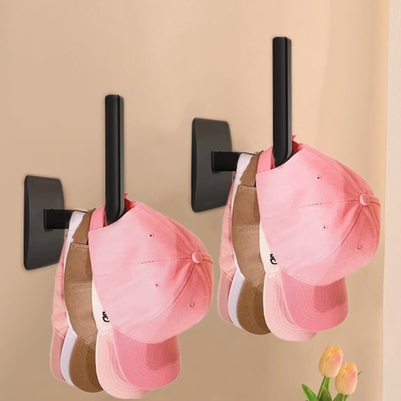 FOMIYES 5pcs Adhesive Wall Hooks Punch free Hangers for Baseball Caps Household Use